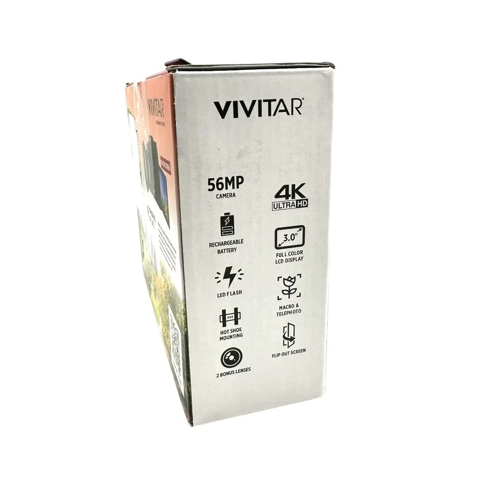 Vivitar VEC‎ XX100 4K Wi-Fi Digital Camera 56MP 30x Zoom Flip Screen Wide Lens
